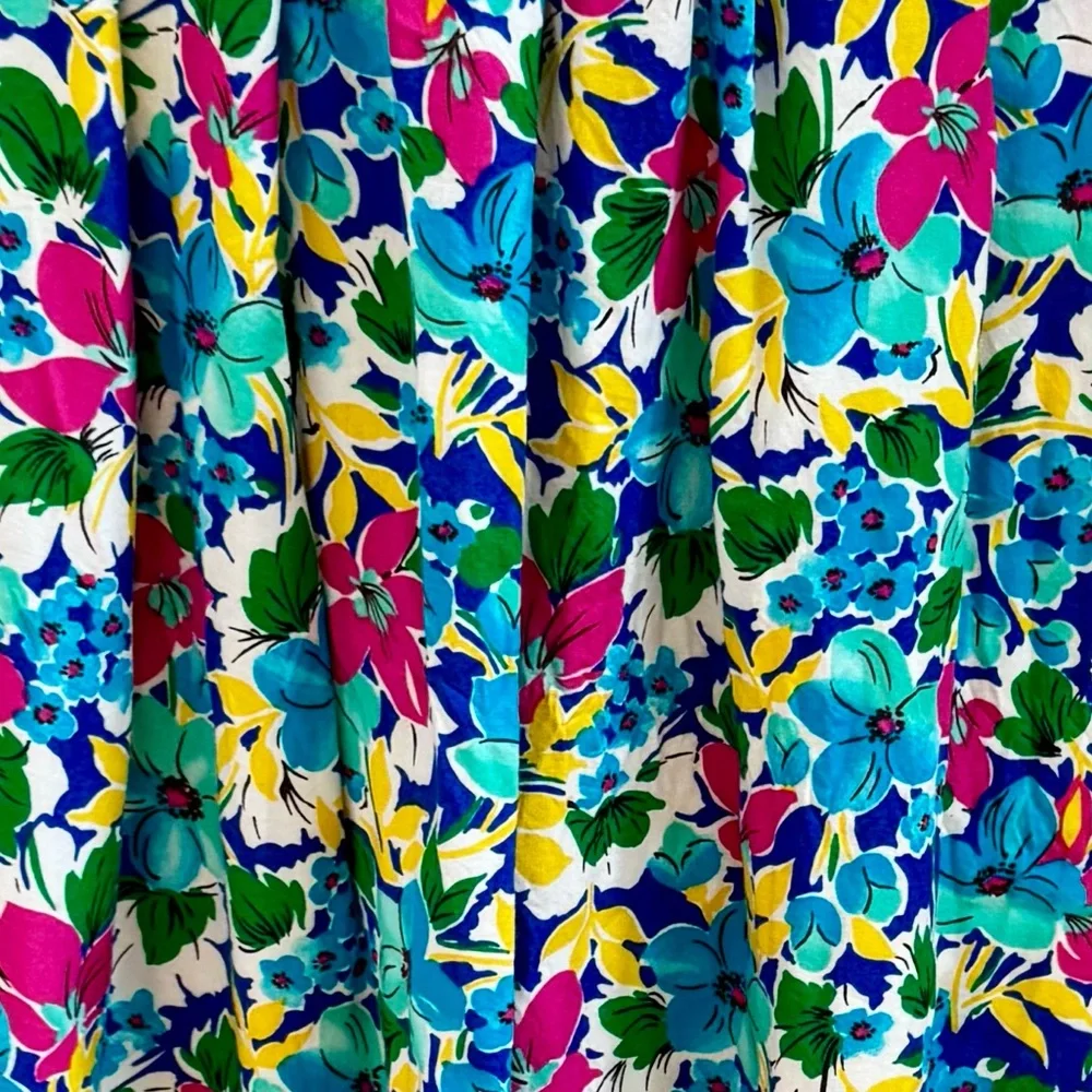 Southern Lady Vintage 1980s colorful floral pleated‎ skirt Jr size 11/12 Rayon